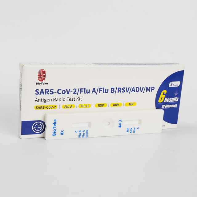 Teste rápido de cassete para detecção qualitativa SARS-COV-2 / Influenza A / Influenza B / RSV / Adenovírus / Mycoplasma Pneumoniae - Cotonete de garganta 