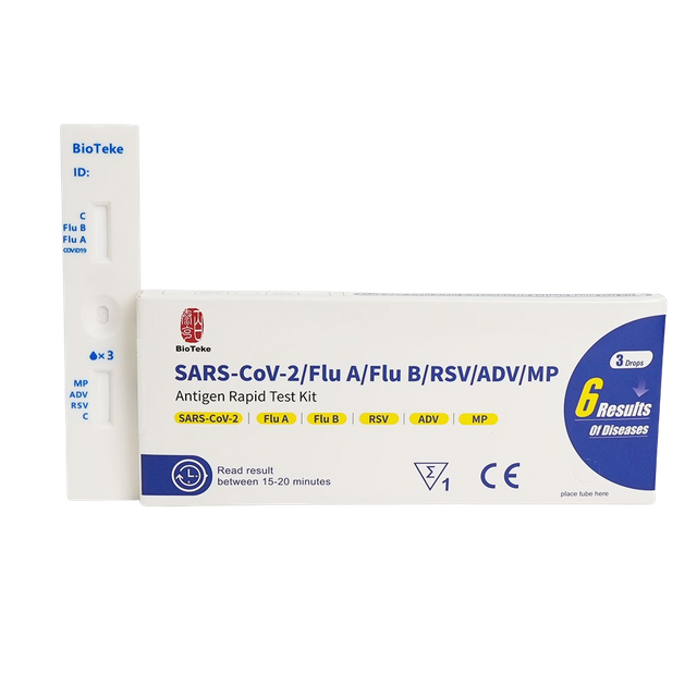 Kit de teste rápido 6 em 1 para Covid, gripe A e B, RSV, adenovírus, Mycoplasma pneumoniae 