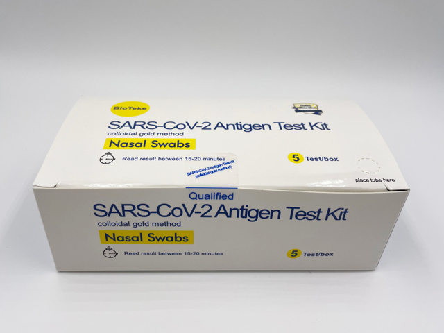 Fornecimento de fábrica Kit de teste de antígeno RADT SARS-CoV-2 para esfregaço nasal anterior (5 testes por caixa)