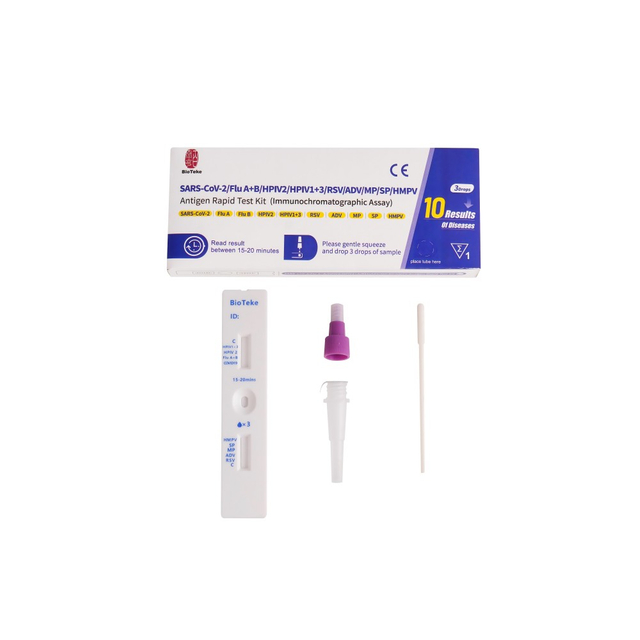 Respiratório 10 em 1 SARS-Cov-2/Flue A+B/HPIV2/HPIV1+3/RSV/Adv/MP/SP/HMPV Antígeno Rapid Test Kit